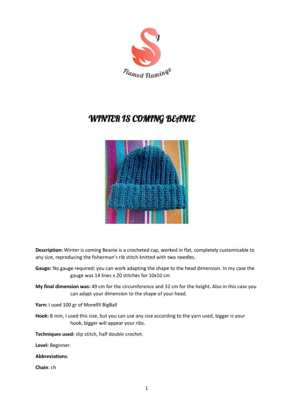 Beanie - Winter is Coming Crochet Pattern
