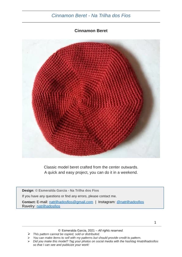 Boina Canela Crochet Pattern