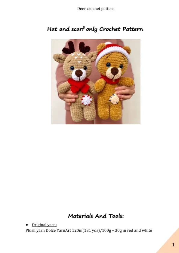 Deer hat and scarf Crochet Pattern
