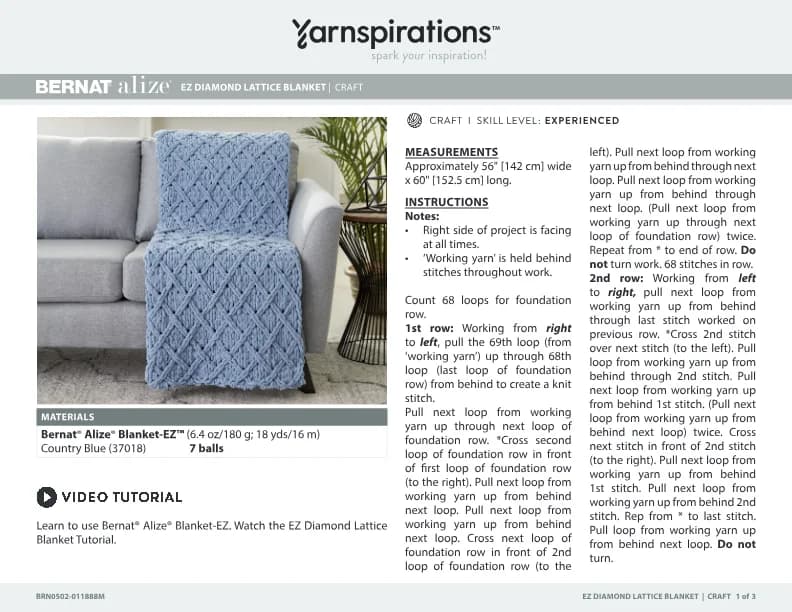 Diamond Lattice Blanket Crochet Pattern