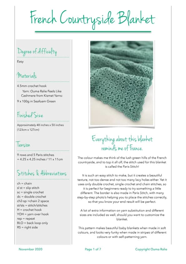 French Countryside Blanket p Crochet Pattern