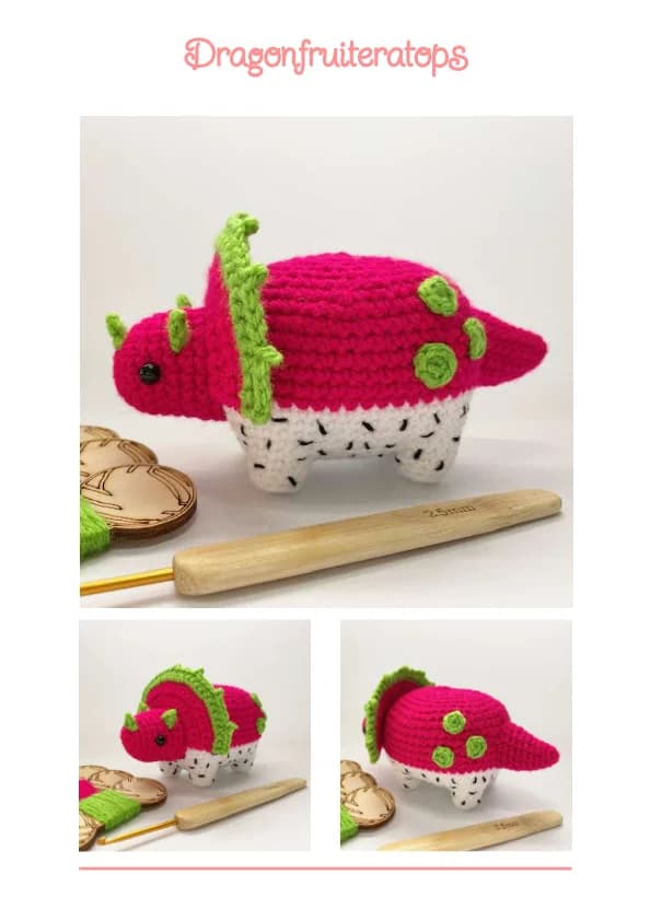 Fruit Dino Dragonfruiteratops Crochet Pattern