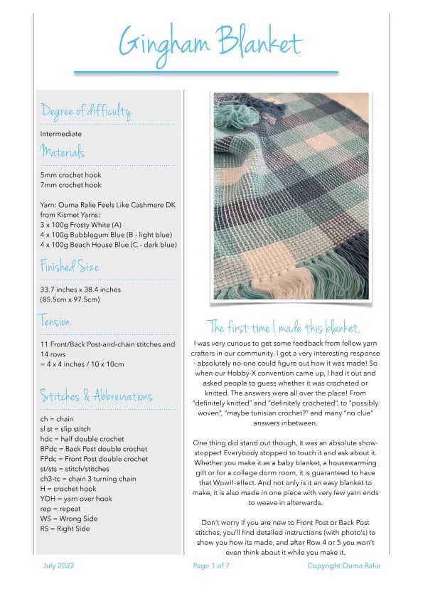 Gingham Blanket updated Crochet Pattern