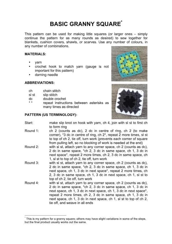 Granny Square - Basic Crochet Pattern