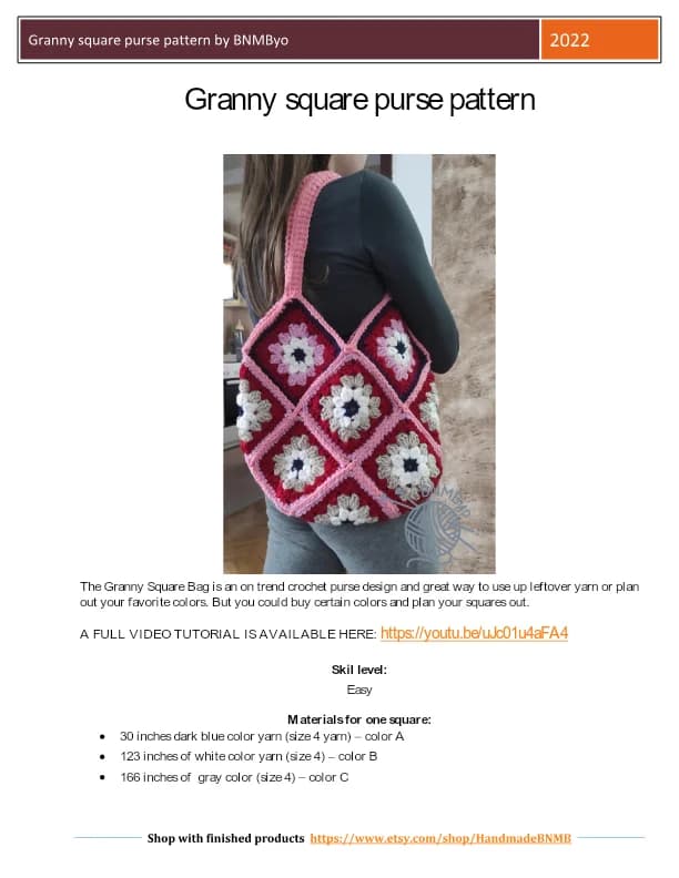 Granny Square - Purse Bag Crochet Pattern