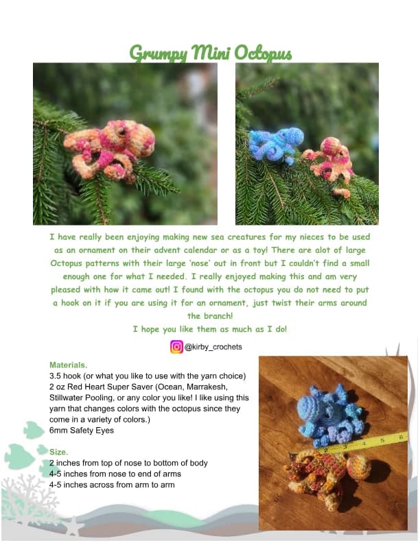 Grumpy Mini Octopus Crochet Pattern