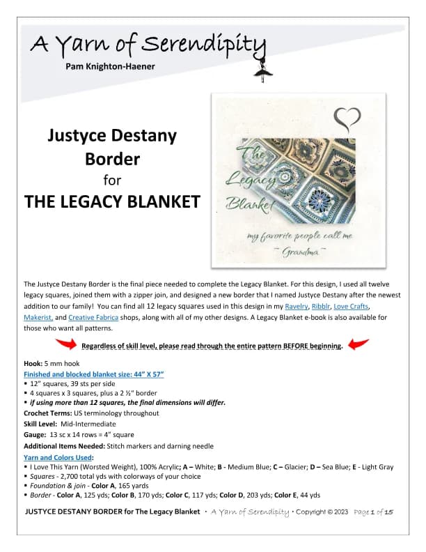 Justyce Destany Border for Legacy Blanket 10-2023 Crochet Pattern
