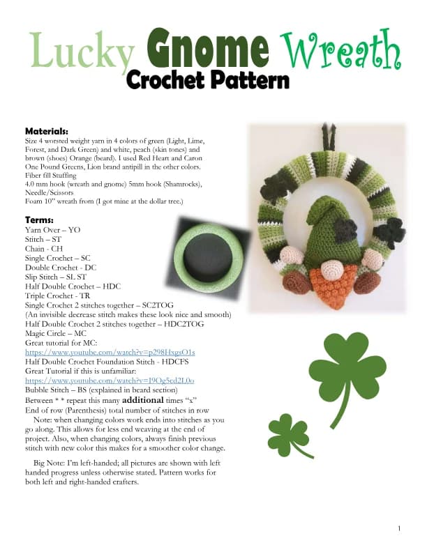 Lucky Gnome Wreath Crochet Pattern