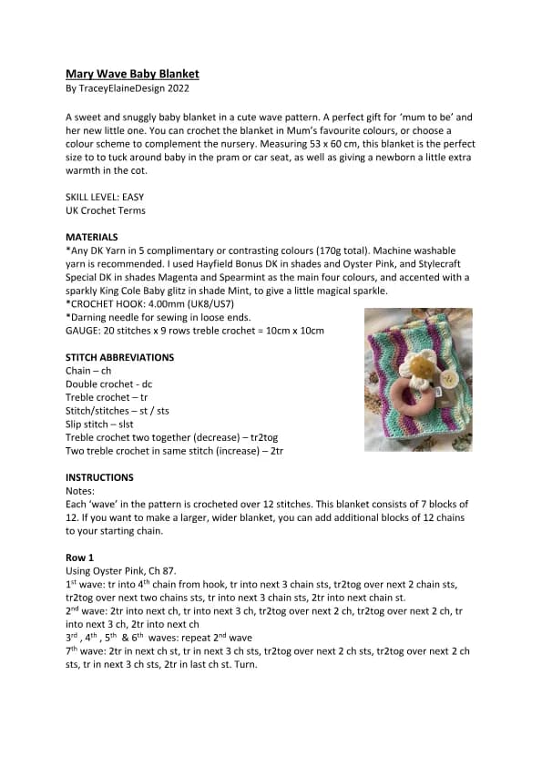 Mary Waver Baby Blaket Crochet Pattern