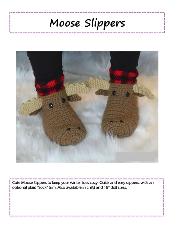 Moose Slippers Adult Crochet Pattern