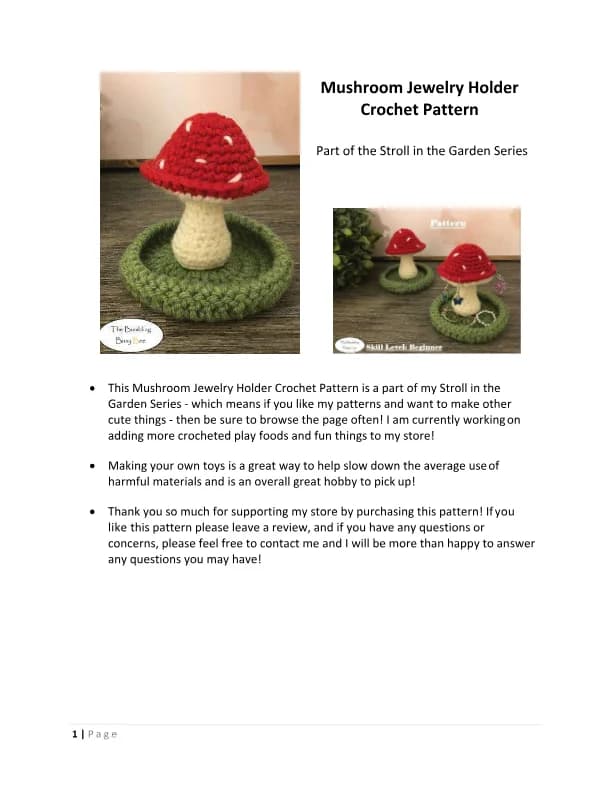 Mushroom Jewelry Holder Crochet Pattern