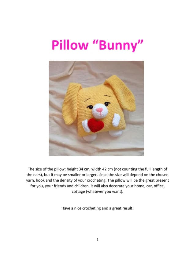 Pillow Bunny Crochet Pattern