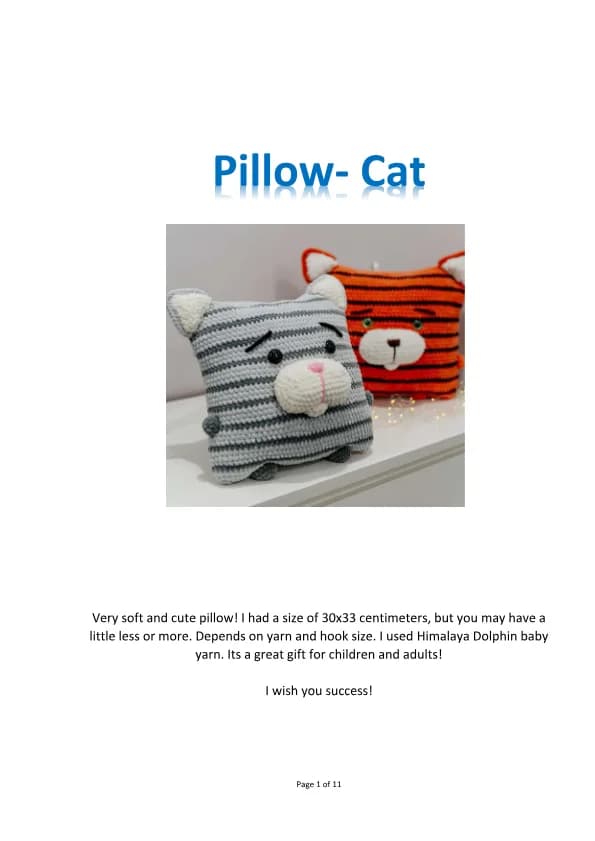 Pillow Cat Crochet Pattern