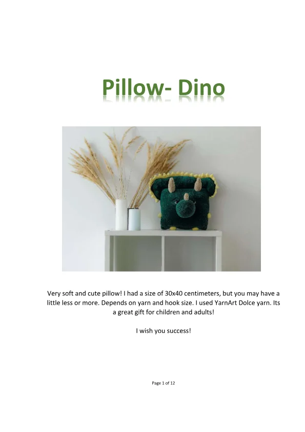 Pillow Dino Crochet Pattern