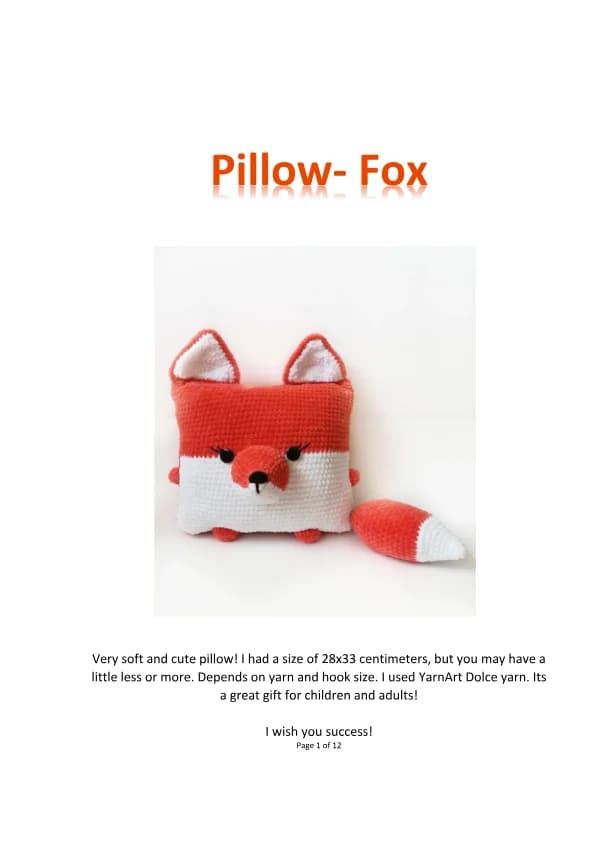Pillow fox Crochet Pattern