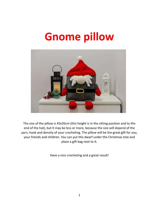 Pillow Gnome Crochet Pattern