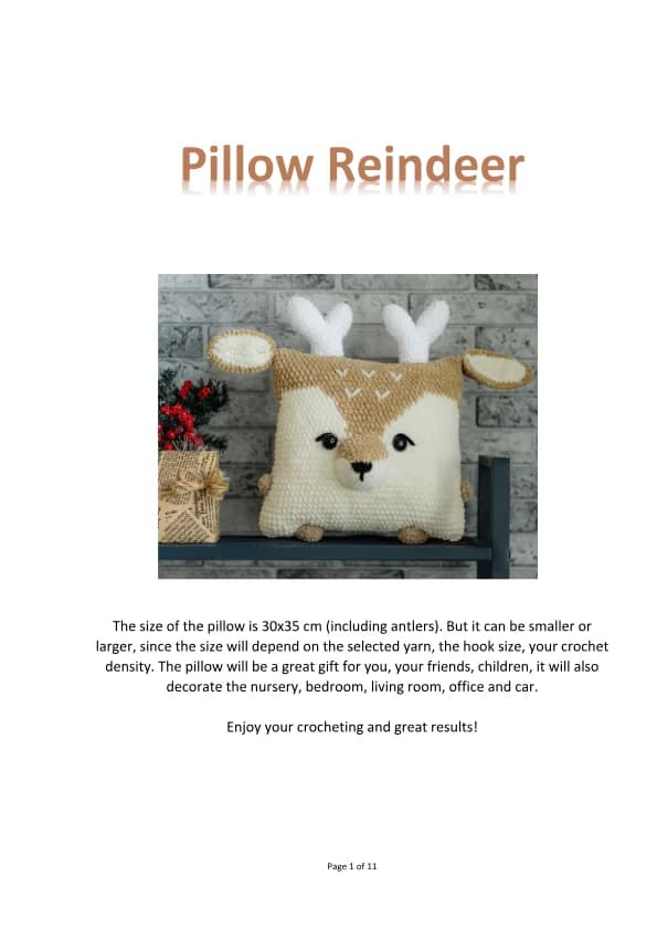 Pillow Reindeer Crochet Pattern
