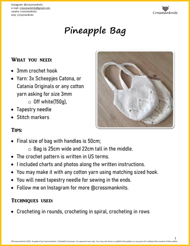 Pineapple Bag Crochet Pattern