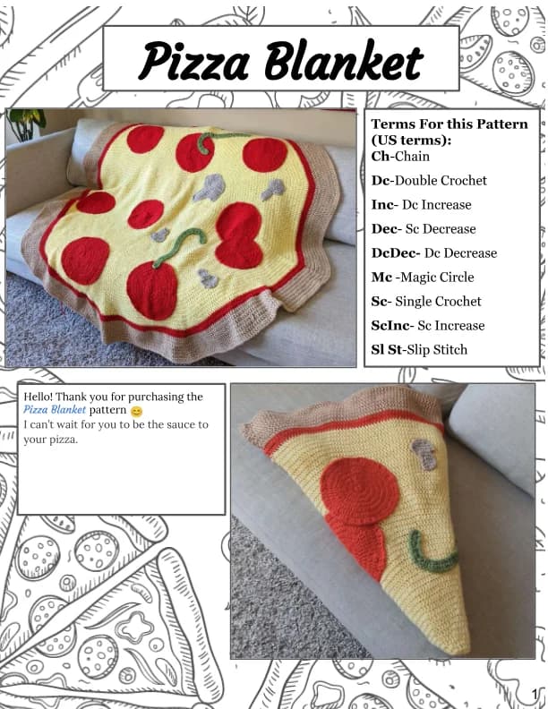 Pizza Blanket Crochet Pattern