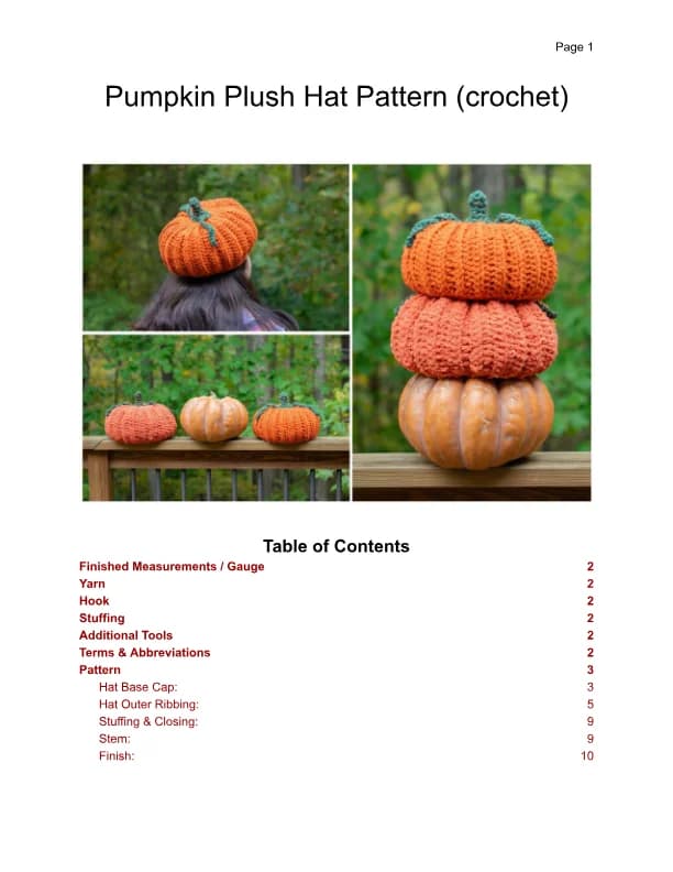 Pumpkin Plush Hat Crochet Pattern