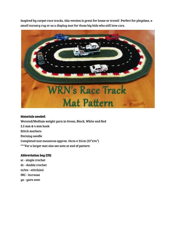 Race Track Mat Crochet Pattern