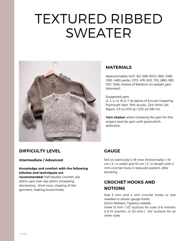 Ribbed Sweater Crochet Pattern