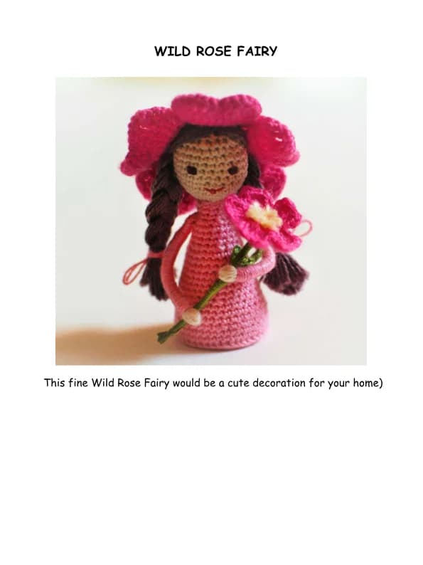 Set of 4 Flower wild rose Crochet Pattern