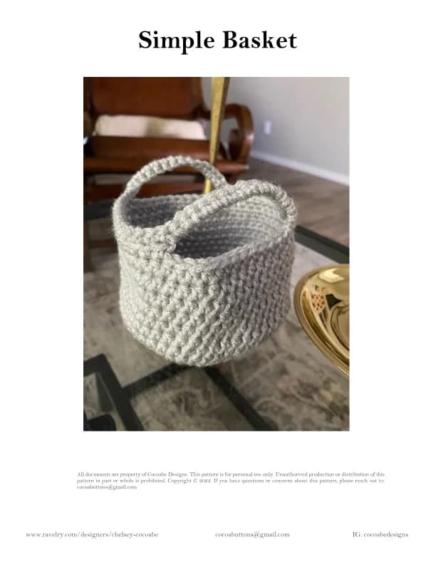 Simple Basket(1) Crochet Pattern