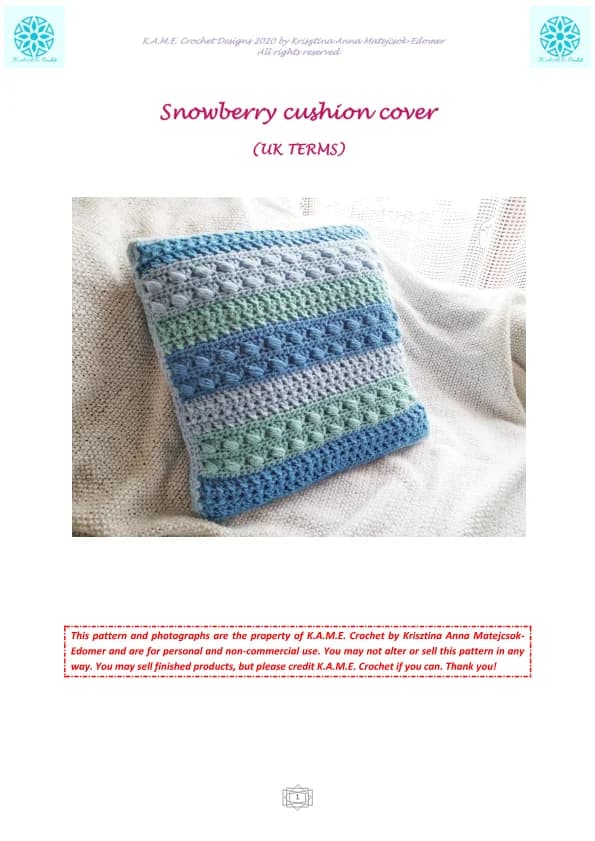 Snowberry Cushion Cover Crochet Pattern