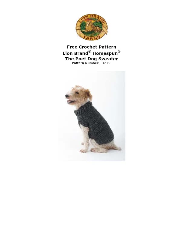 The Poet Dog Sweater Crochet Pattern